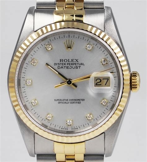 rolex 16233 mens silver diamond oyster perpetual day-date|Rolex Oyster Perpetual 16233 price.